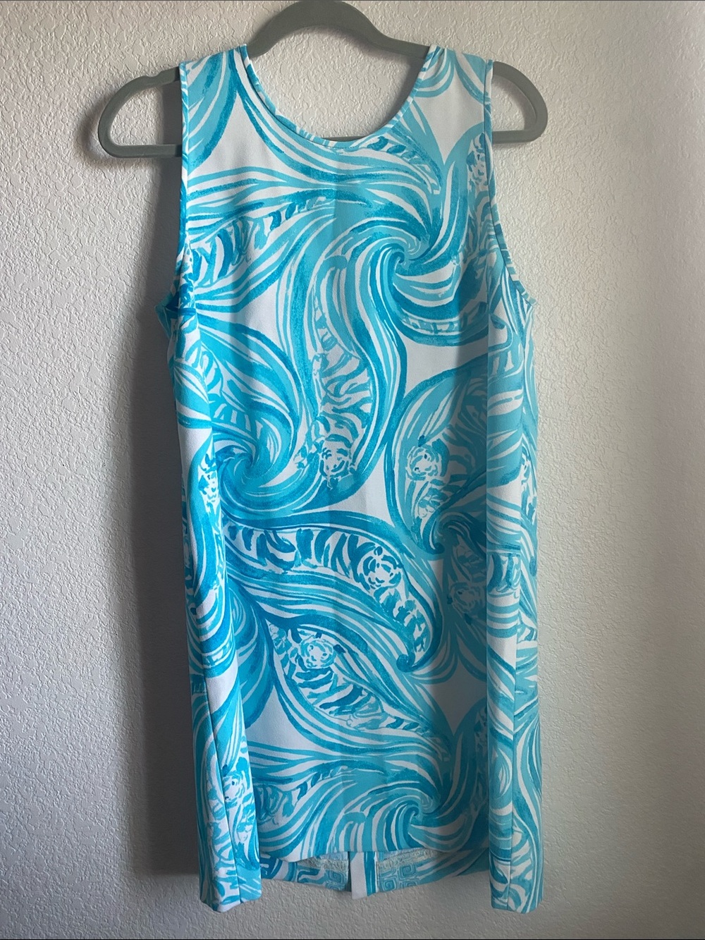 Lilly Pulitzer White and Turquoise Swirl Sleeveless Shift Dress